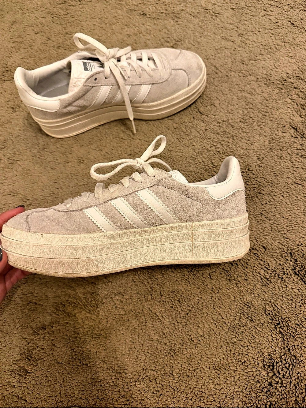 Adidas Gazelle Platform Sneakers US 5.5 White & Gray